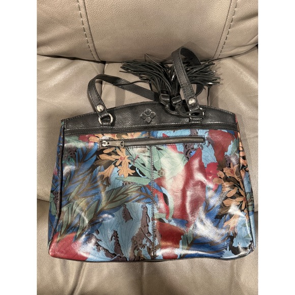 Patricia Nash Handbags - Patricia Nash Italian Leather Floral Tote Bag Fringe Accent